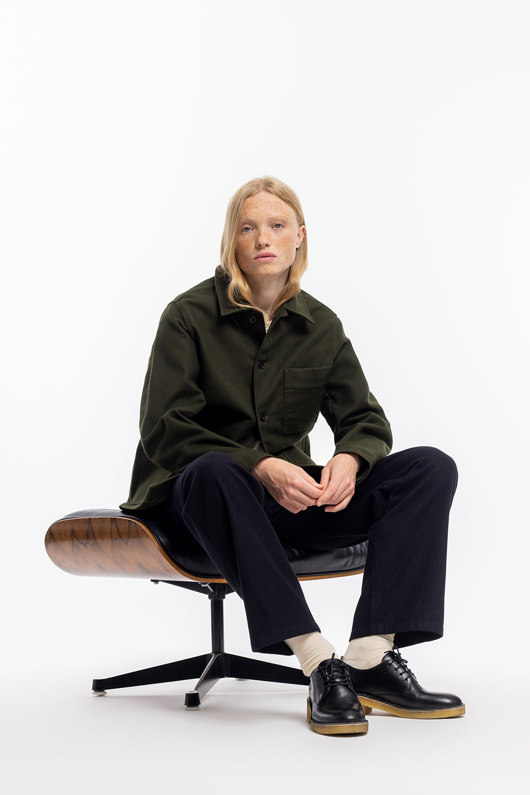 Veste workwear en coton bio | kaki "moleskin overjacket olive"