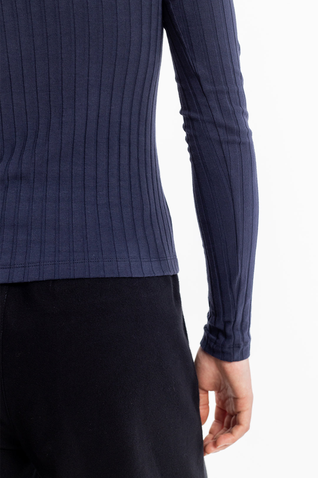 T-shirt manches longues col haut en coton bio | marine "longsleeve mockneck t-shirt"