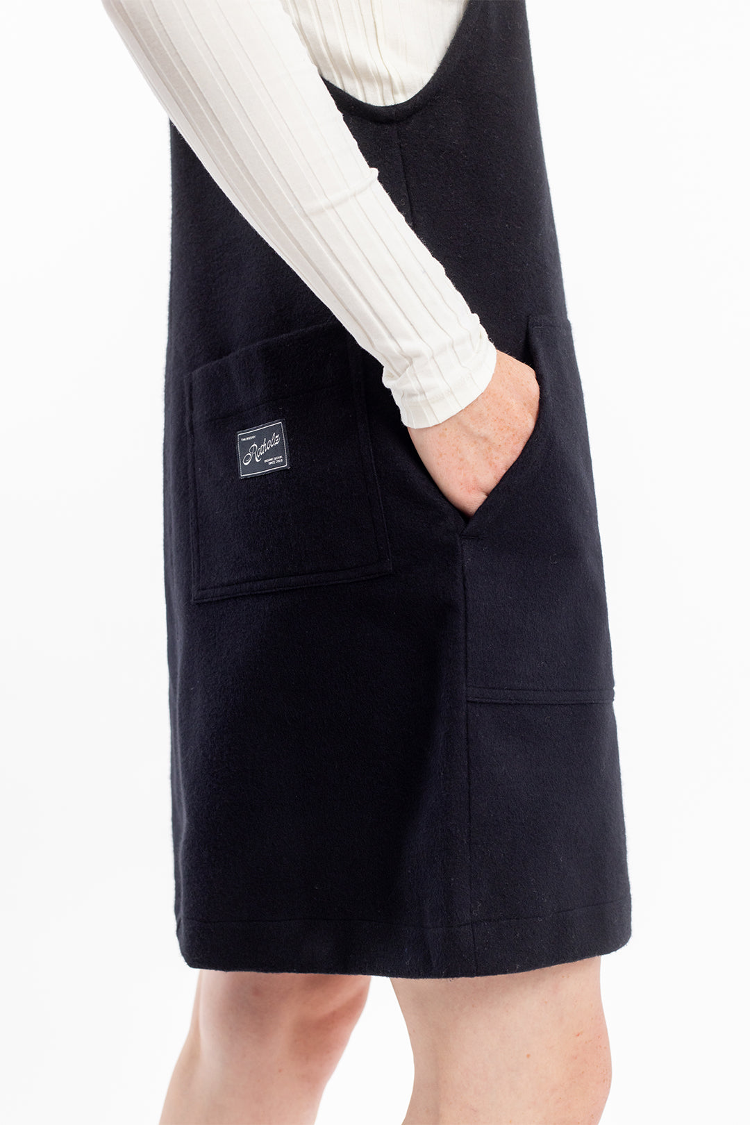 Robe salopette velours en coton bio | noir "dungaree dress black moleskin"