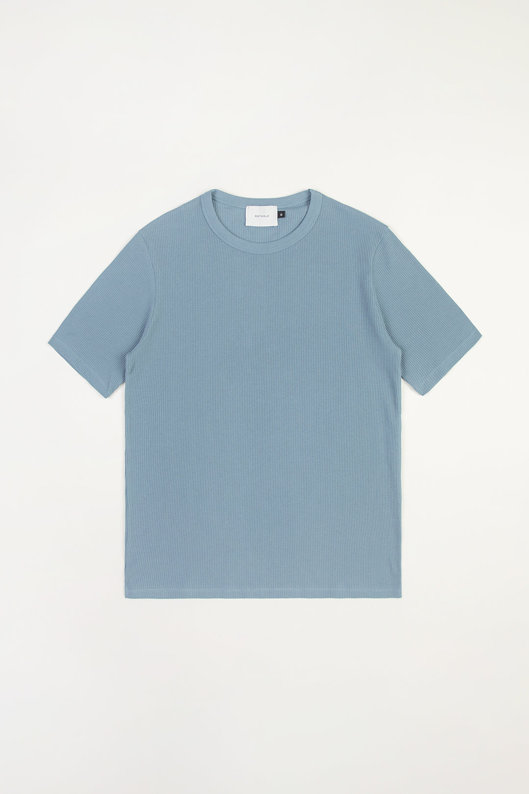 T-shirt en maille de coton bio | bleu "waffle t-shirt stone blue"