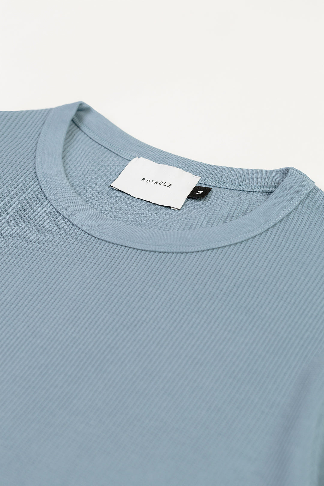 T-shirt en maille de coton bio | bleu "waffle t-shirt stone blue"