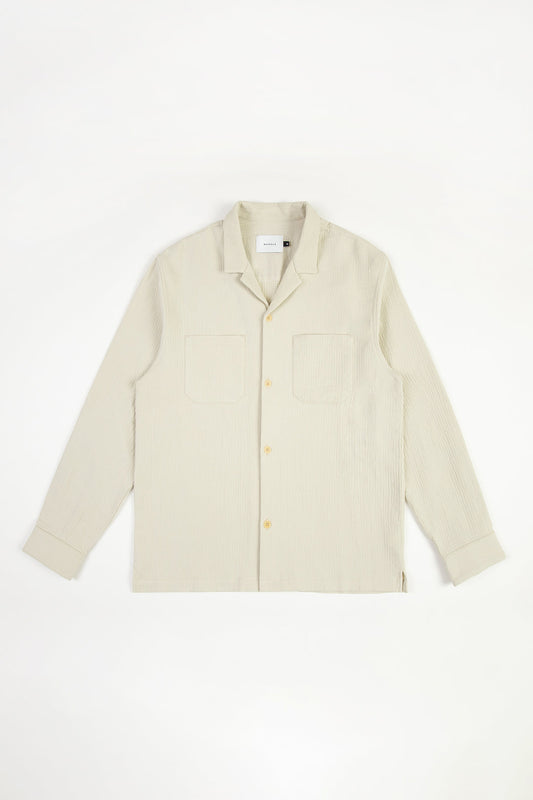 Chemise en coton bio | écru "leisure shirt washed sand"