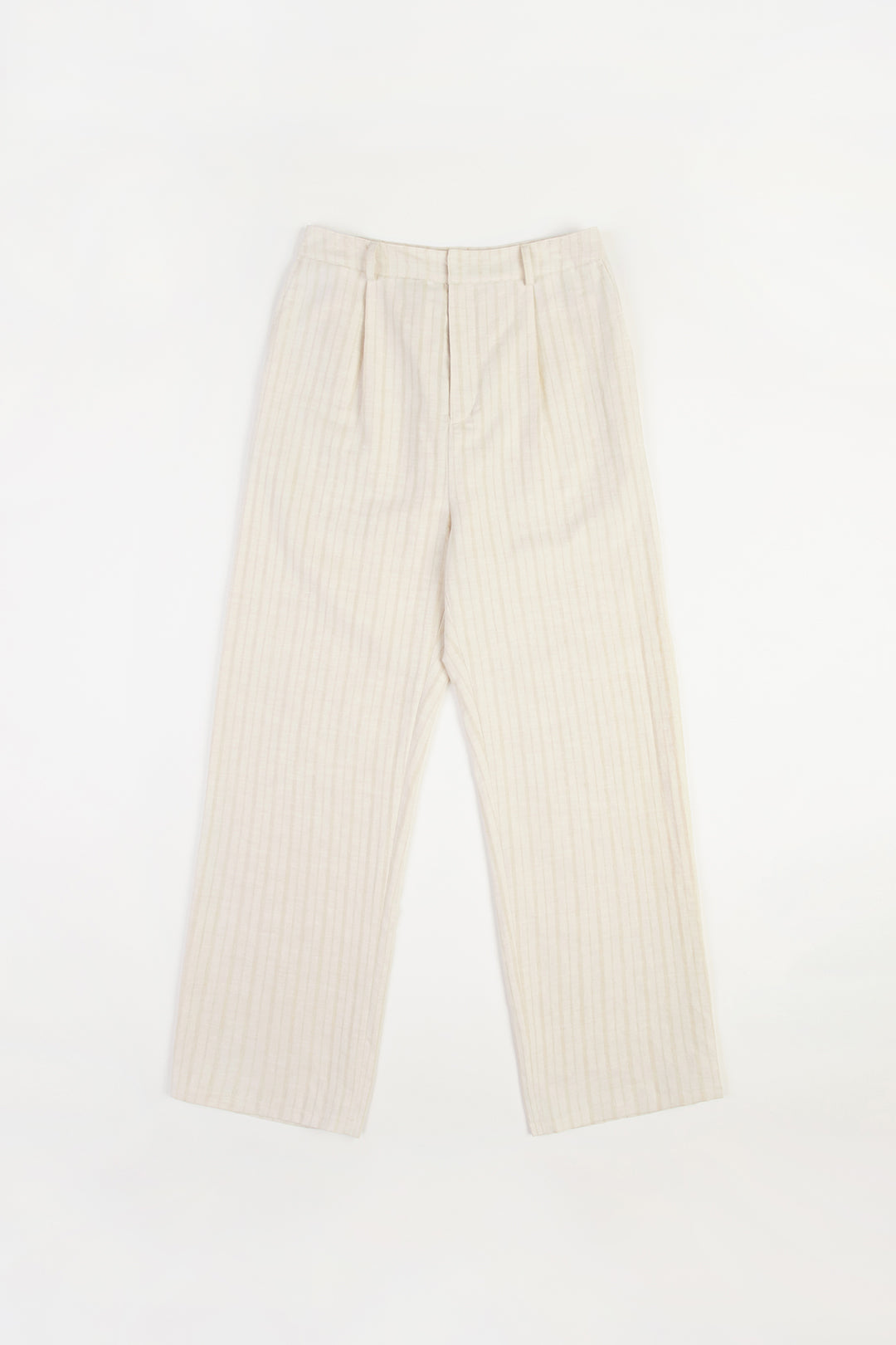 Pantalon à rayures en coton bio et lin | écru "womens pantalone natural stripe"