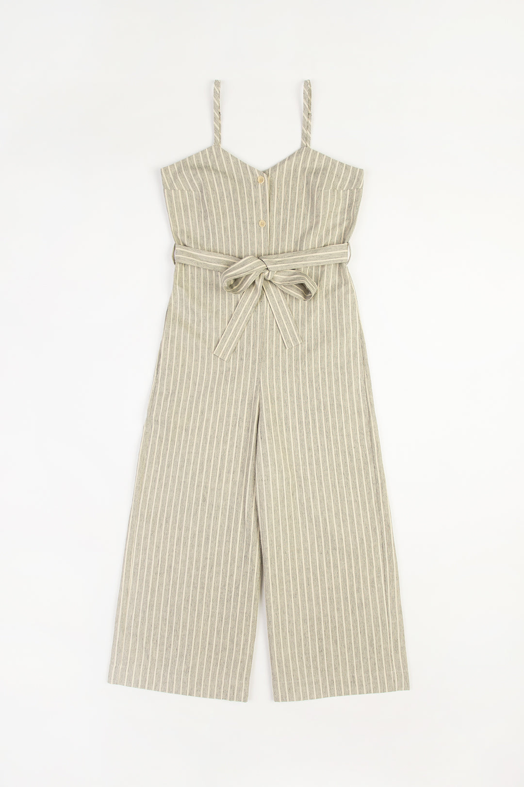 Combinaison en coton bio et lin | rayée grise "relaxed jumpsuit heavy pinstripe"