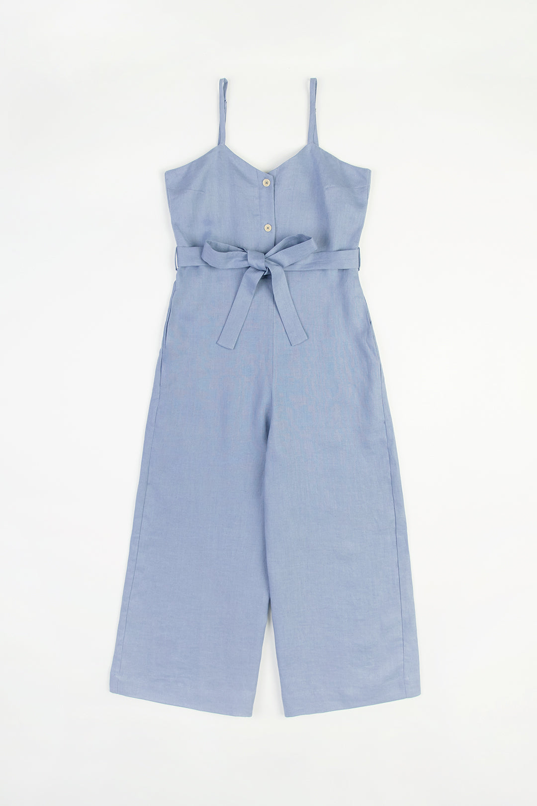 Combinaison en coton bio et lin | bleu "relaxed jumpsuit stone blue"