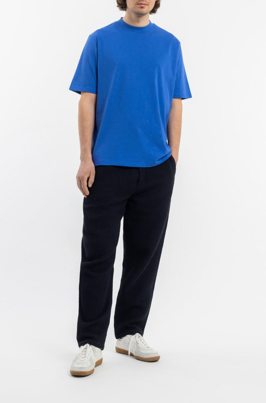 T-shirt en coton bio | bleu "big collar t-shirt french blue"