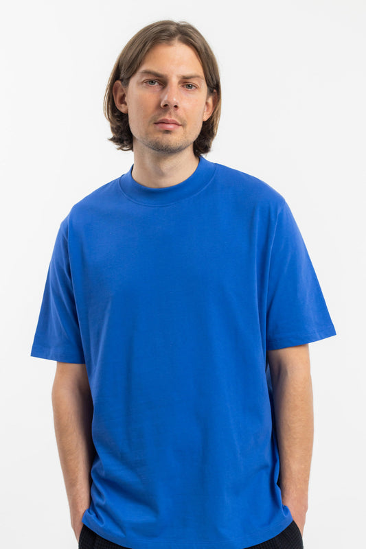 T-shirt en coton bio | bleu "big collar t-shirt french blue"