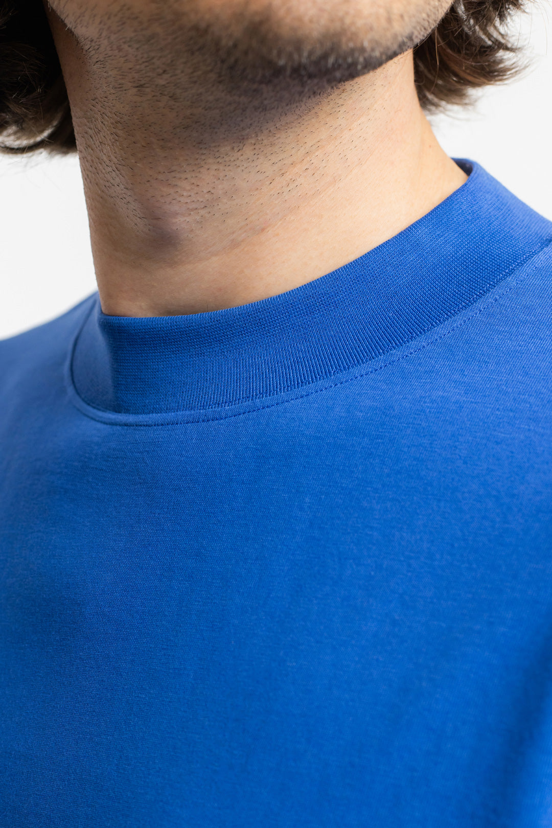T-shirt en coton bio | bleu "big collar t-shirt french blue"