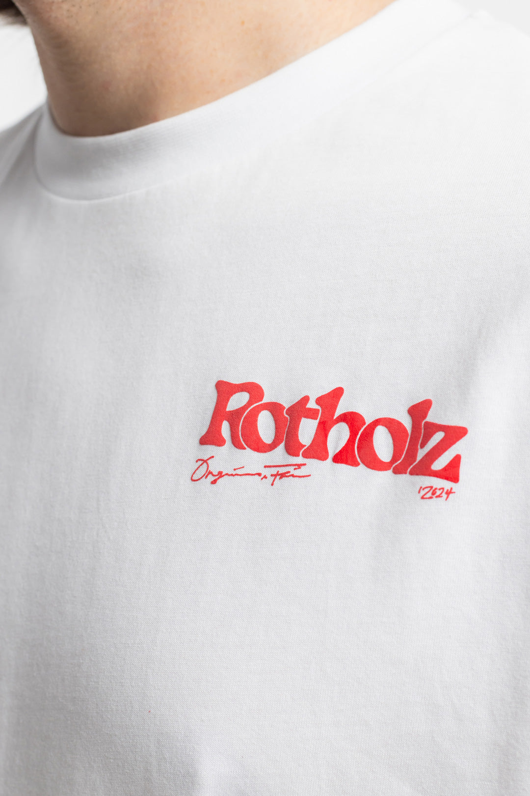T-shirt en coton bio | blanc avec imprimé "retro logo t-shirt classic white"