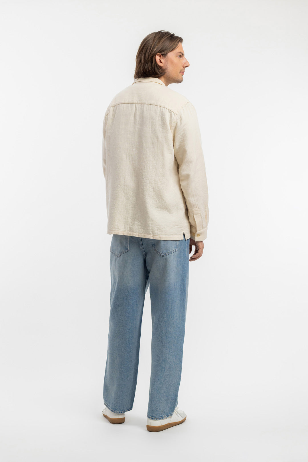 Chemise en coton bio | écru "leisure shirt washed sand"