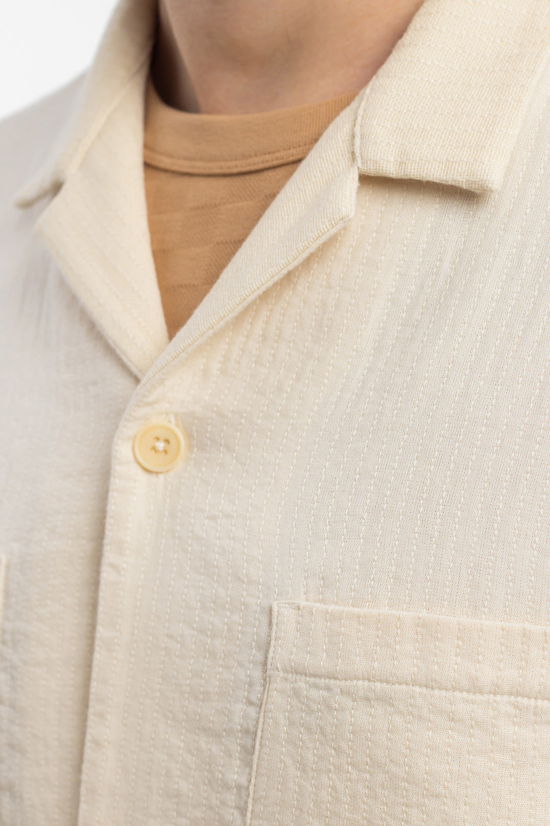 Chemise en coton bio | écru "leisure shirt washed sand"
