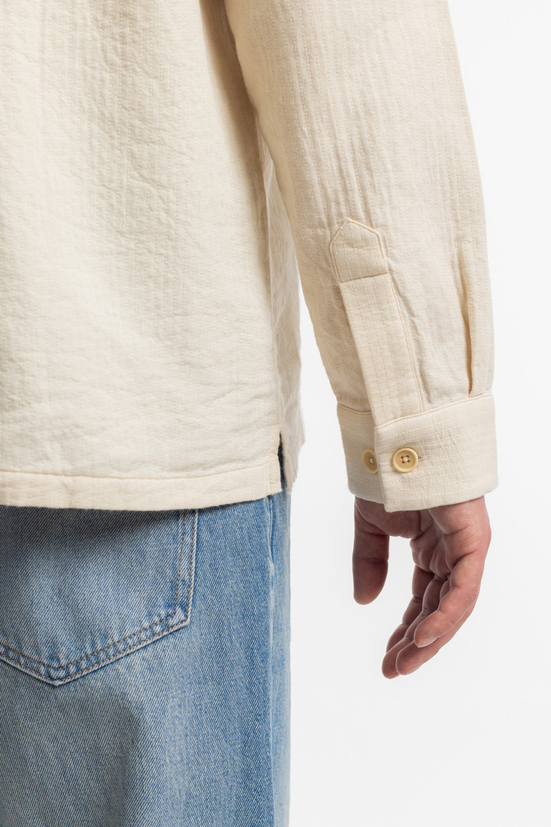 Chemise en coton bio | écru "leisure shirt washed sand"
