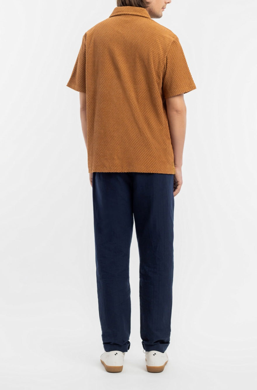 Polo éponge en coton bio | marron "terry polo caramel brown"