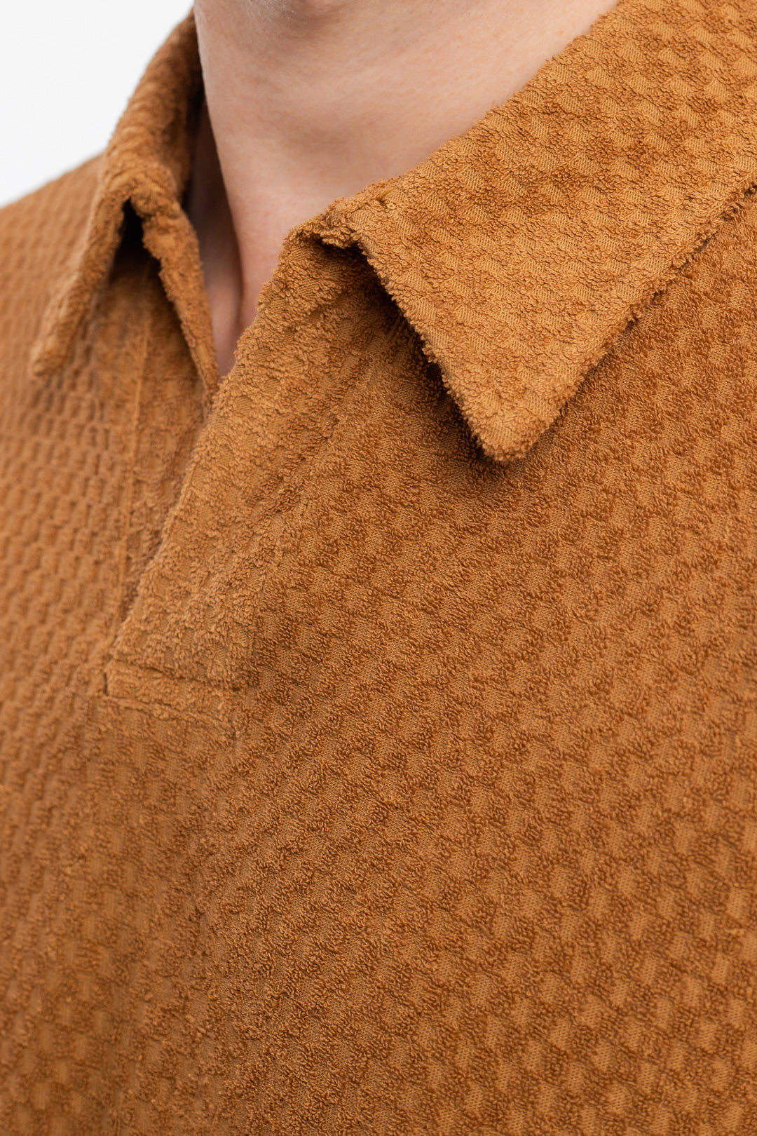 Polo éponge en coton bio | marron "terry polo caramel brown"