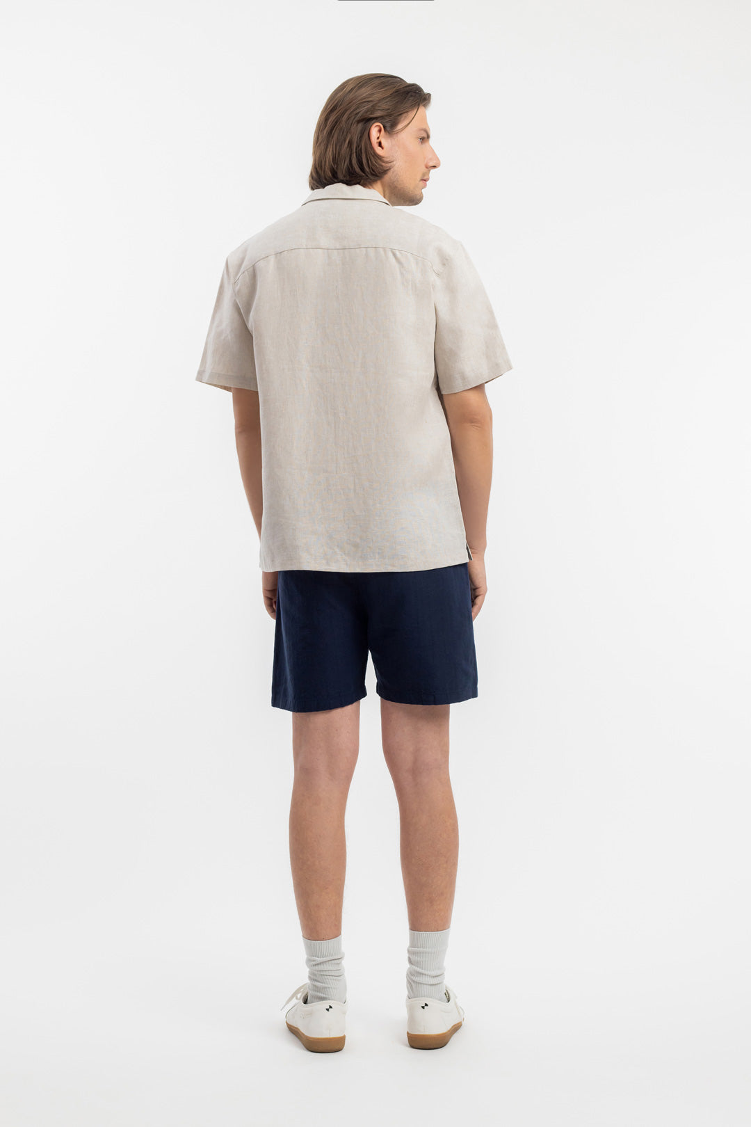 Chemisette en coton bio et lin | écru "bowling shirt nature white"