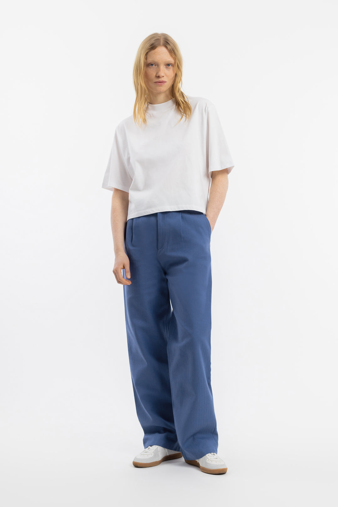 Pantalon ample en coton bio | bleu "womens pantalone french blue"