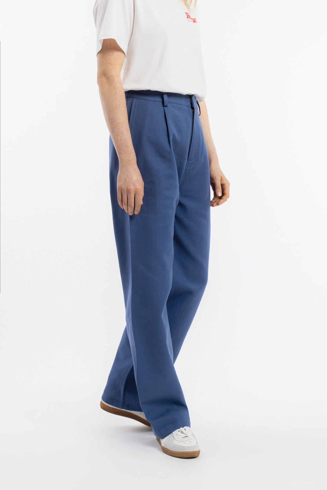 Pantalon ample en coton bio | bleu "womens pantalone french blue"