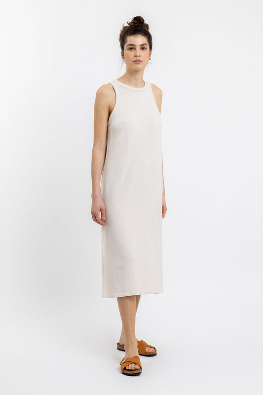 Robe longue écrue en maille de coton bio - knit summer off-white