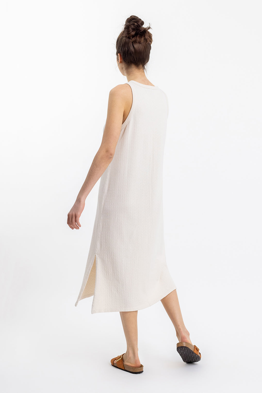 Robe longue écrue en maille de coton bio - knit summer off-white