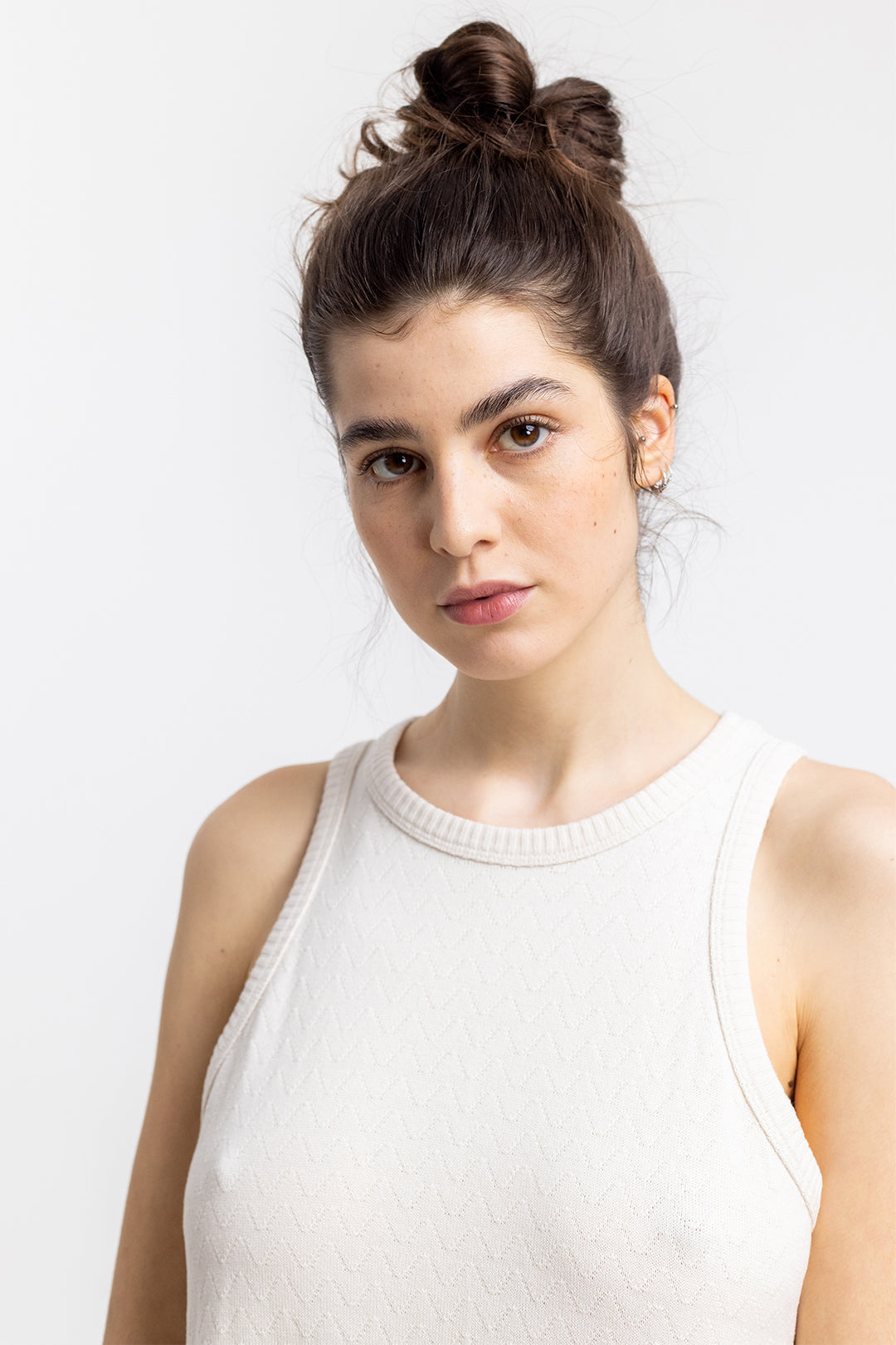 Robe longue écrue en maille de coton bio - knit summer off-white