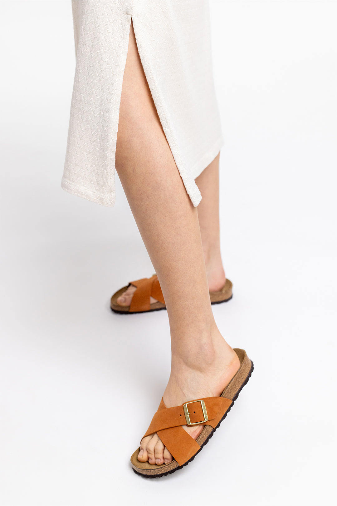 Robe longue écrue en maille de coton bio - knit summer off-white