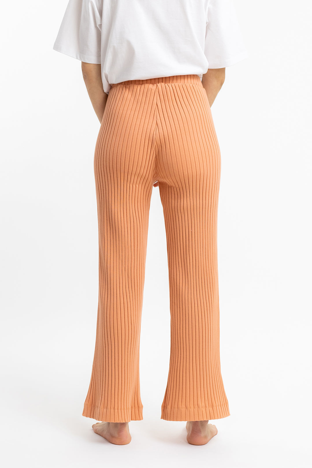 Pantalon côtelé orange en coton bio - ribbed lounge pant melon