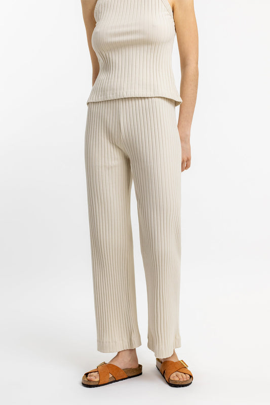 Pantalon côtelé beige en coton bio - ribbed lounge pant summer sand