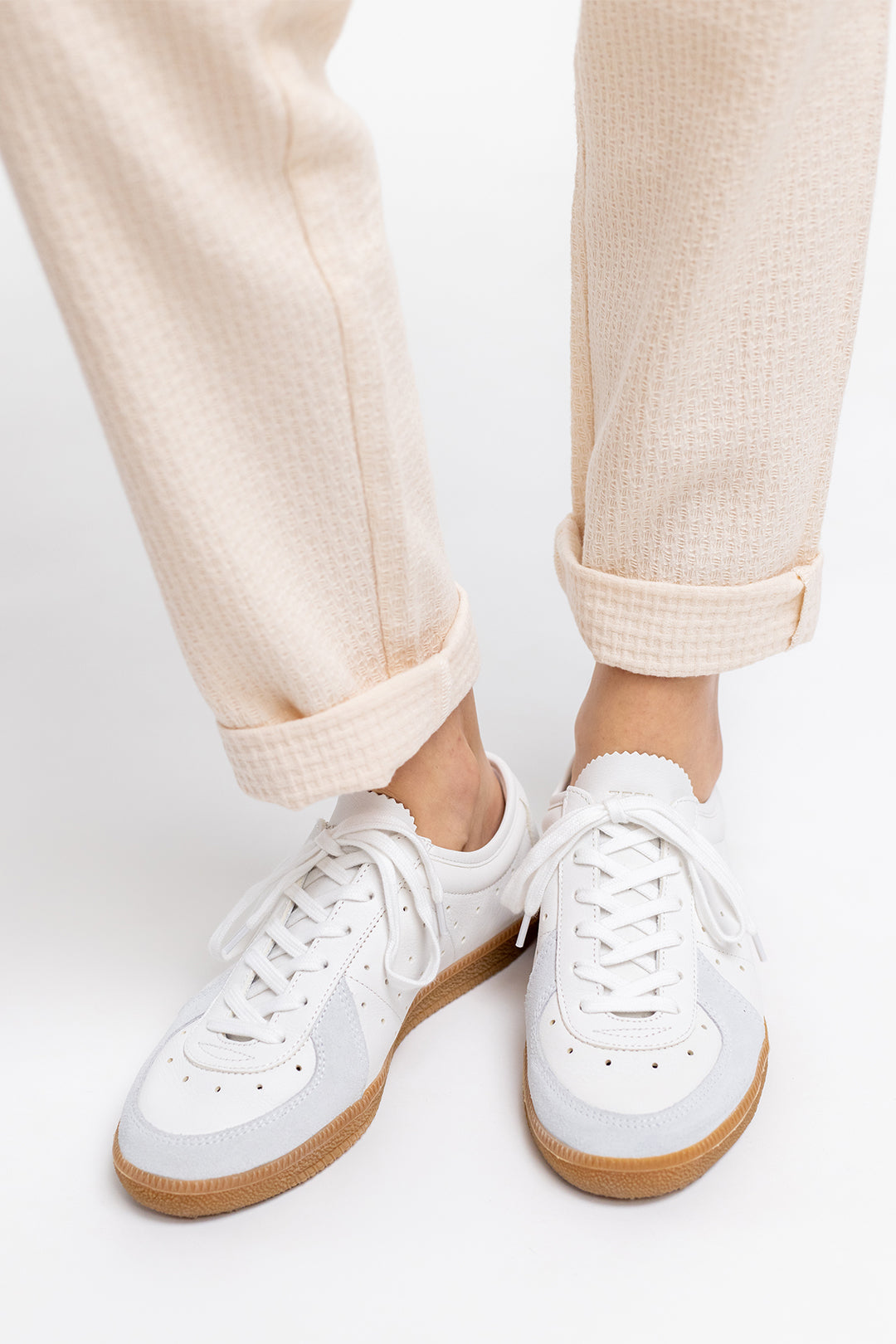 Pantalon beige texturé en coton bio - relaxed pant sand