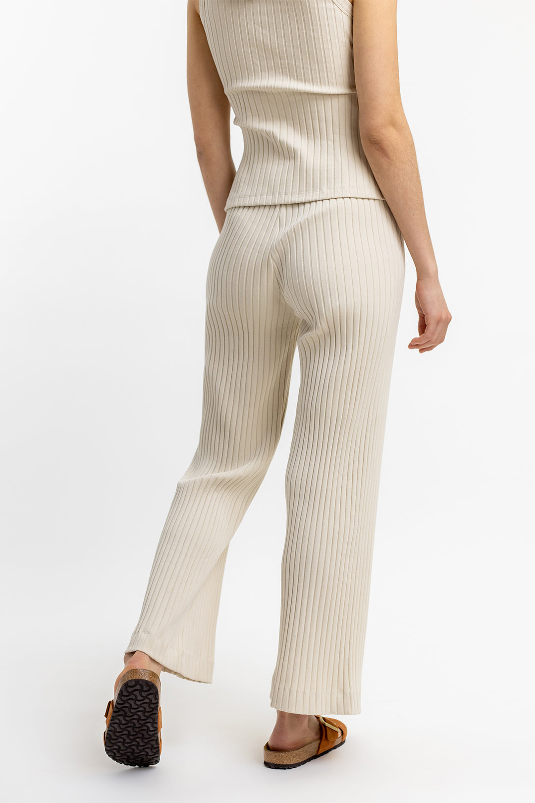 Pantalon côtelé beige en coton bio - ribbed lounge pant summer sand