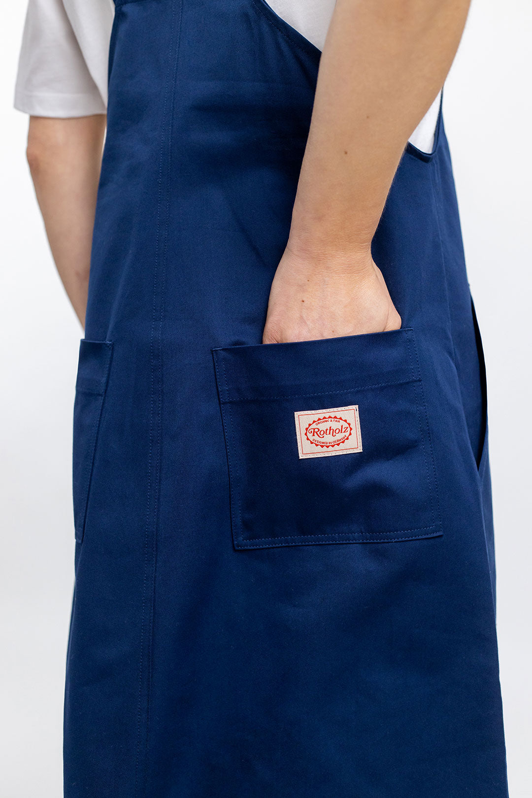 Robe salopette marine en coton bio - dungaree dress navy
