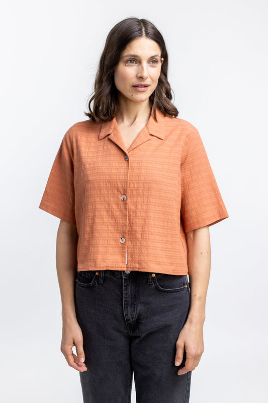 Chemiser court orange en coton bio - cropped bowling melon