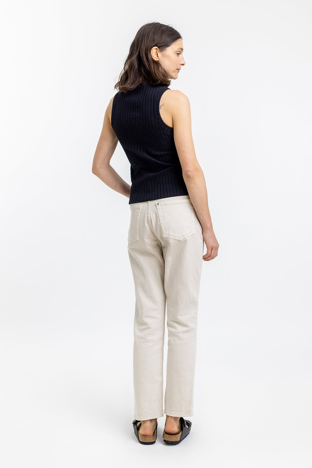 Débardeur noir côtelé en coton bio - ribbed singlet black