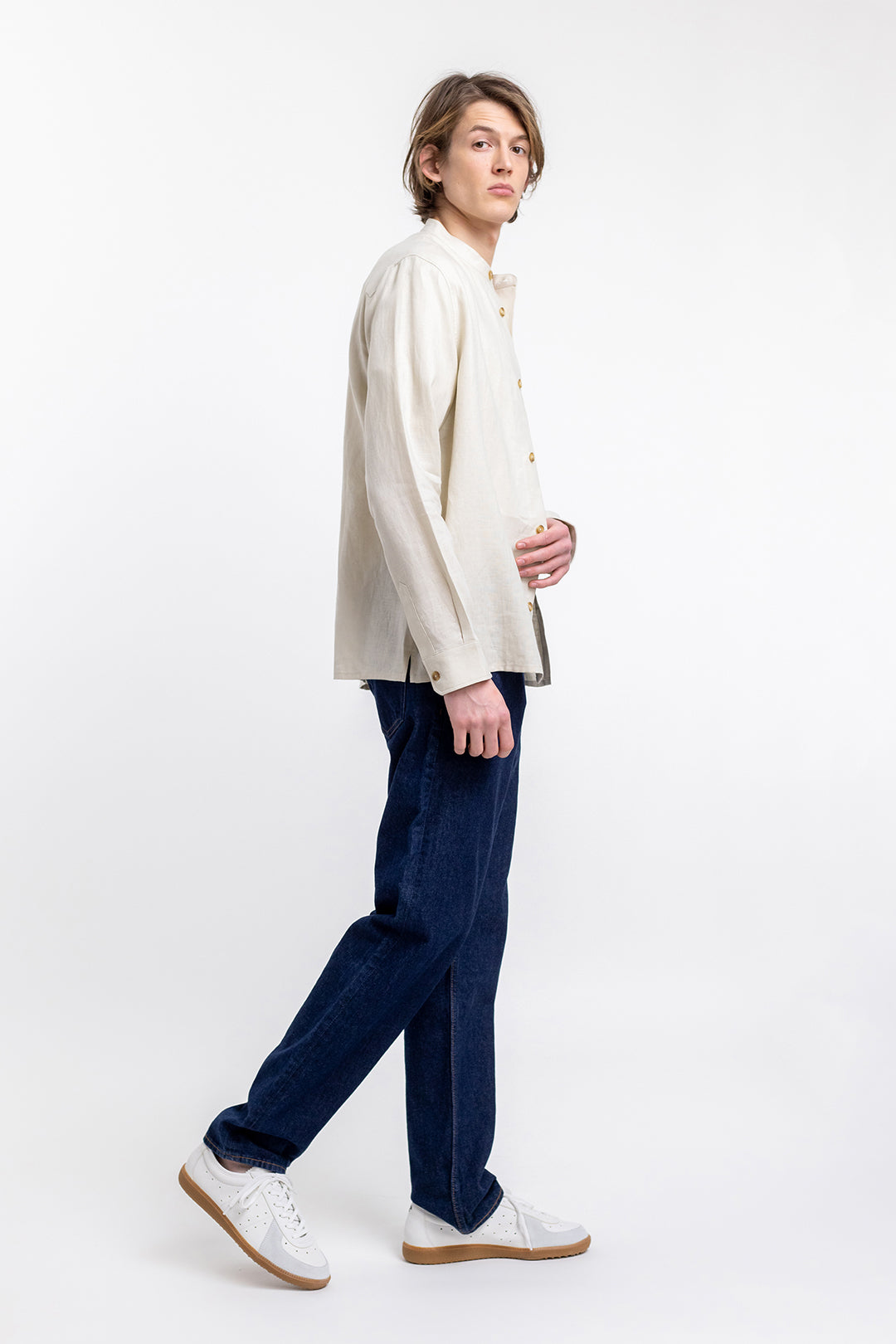 Chemise mao en lin naturel - mandarin shirt natural linen