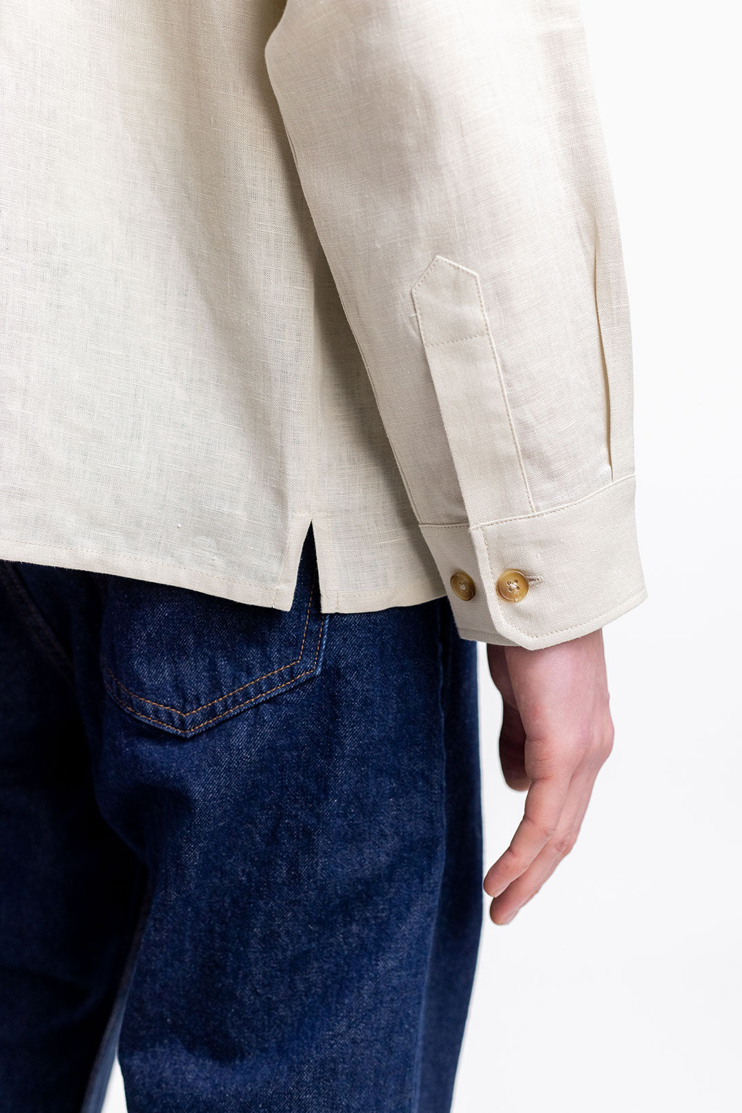 Chemise mao en lin naturel - mandarin shirt natural linen