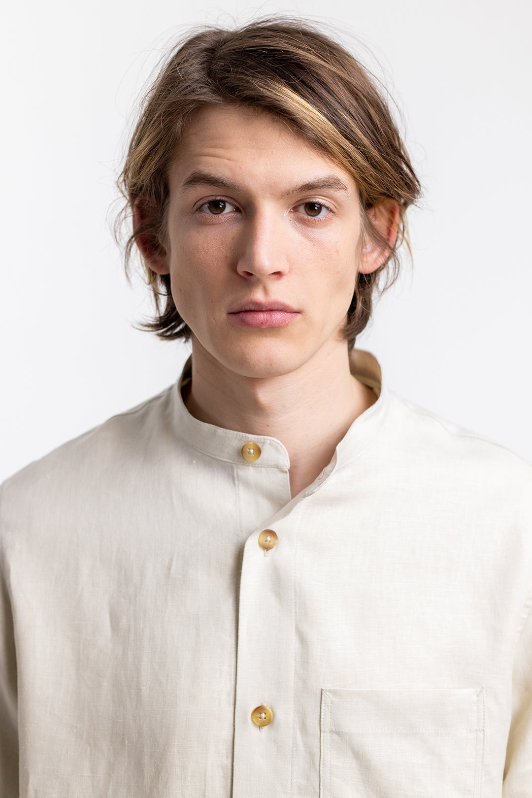 Chemise mao en lin naturel - mandarin shirt natural linen
