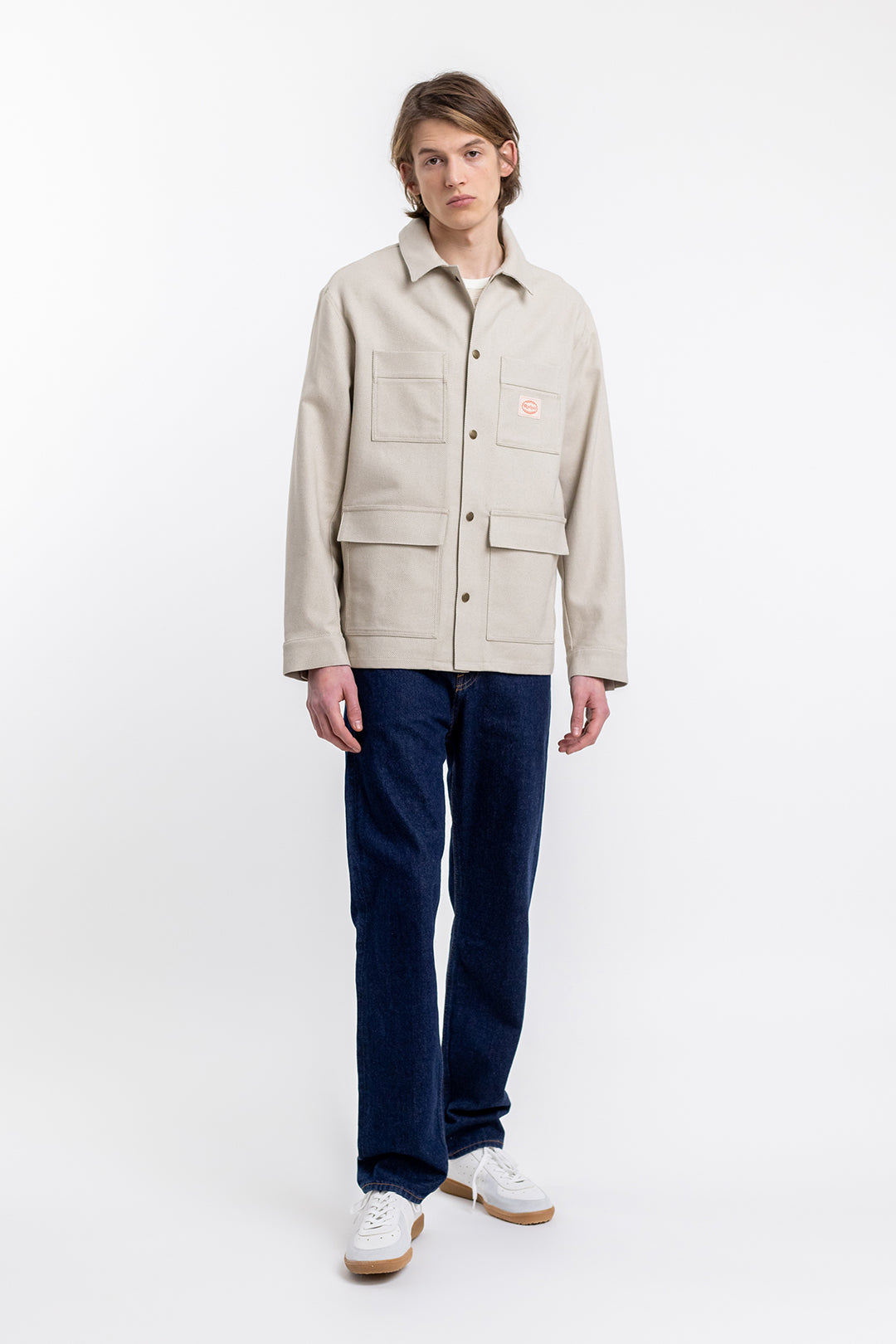 Veste beige à motif en coton bio - light overjacket sand check