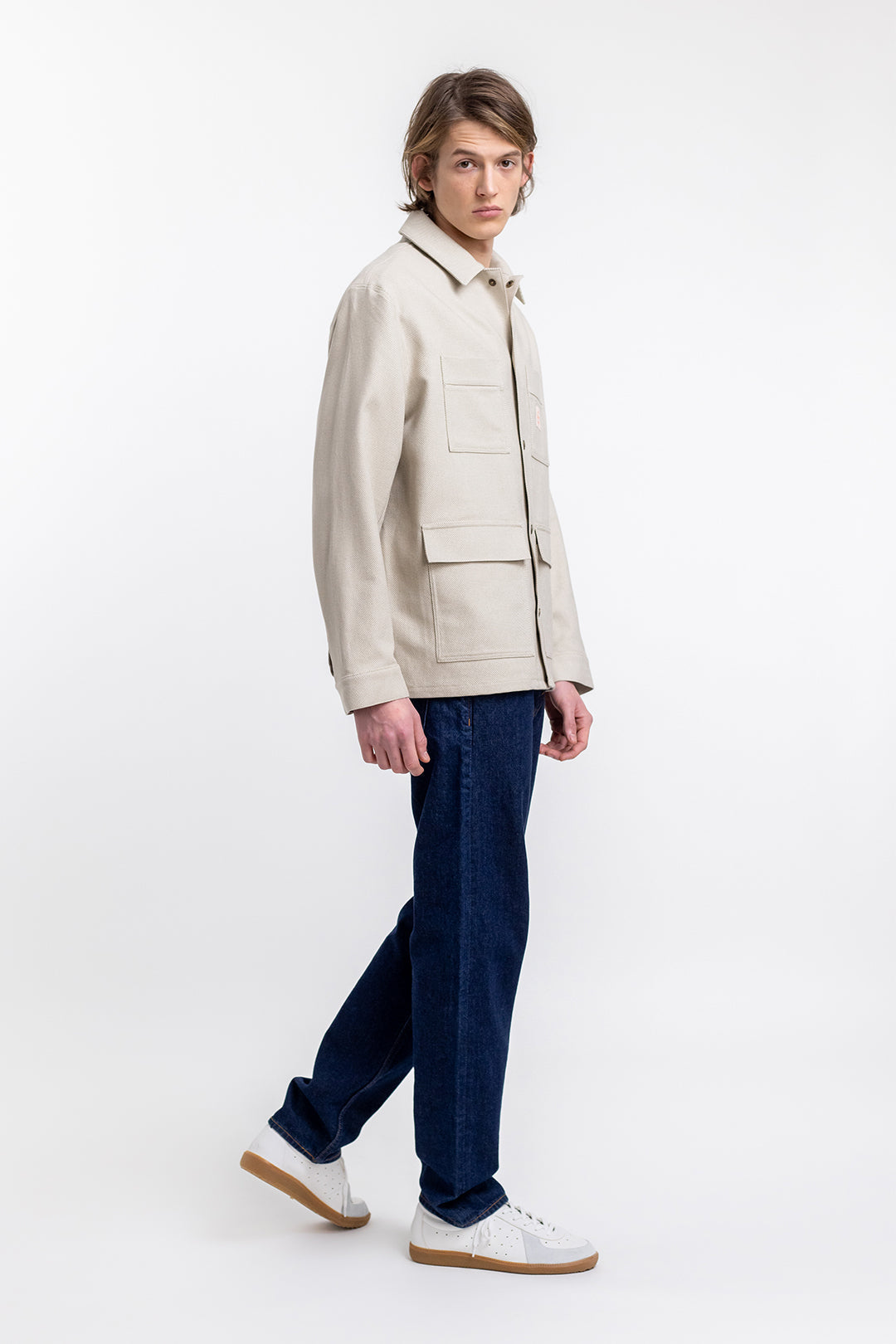 Veste beige à motif en coton bio - light overjacket sand check