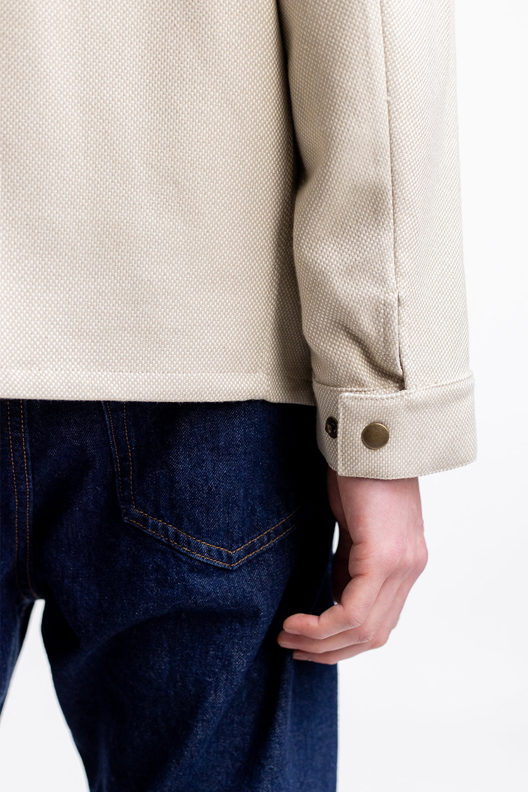 Veste beige à motif en coton bio - light overjacket sand check