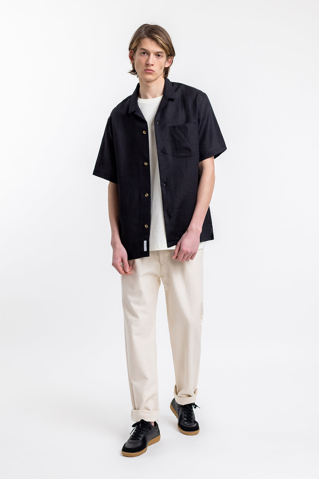Chemisette noire en lin - bowling black linen