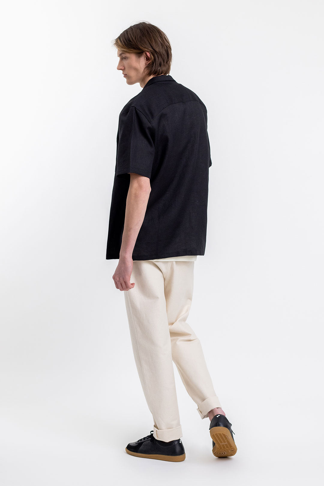 Chemisette noire en lin - bowling black linen
