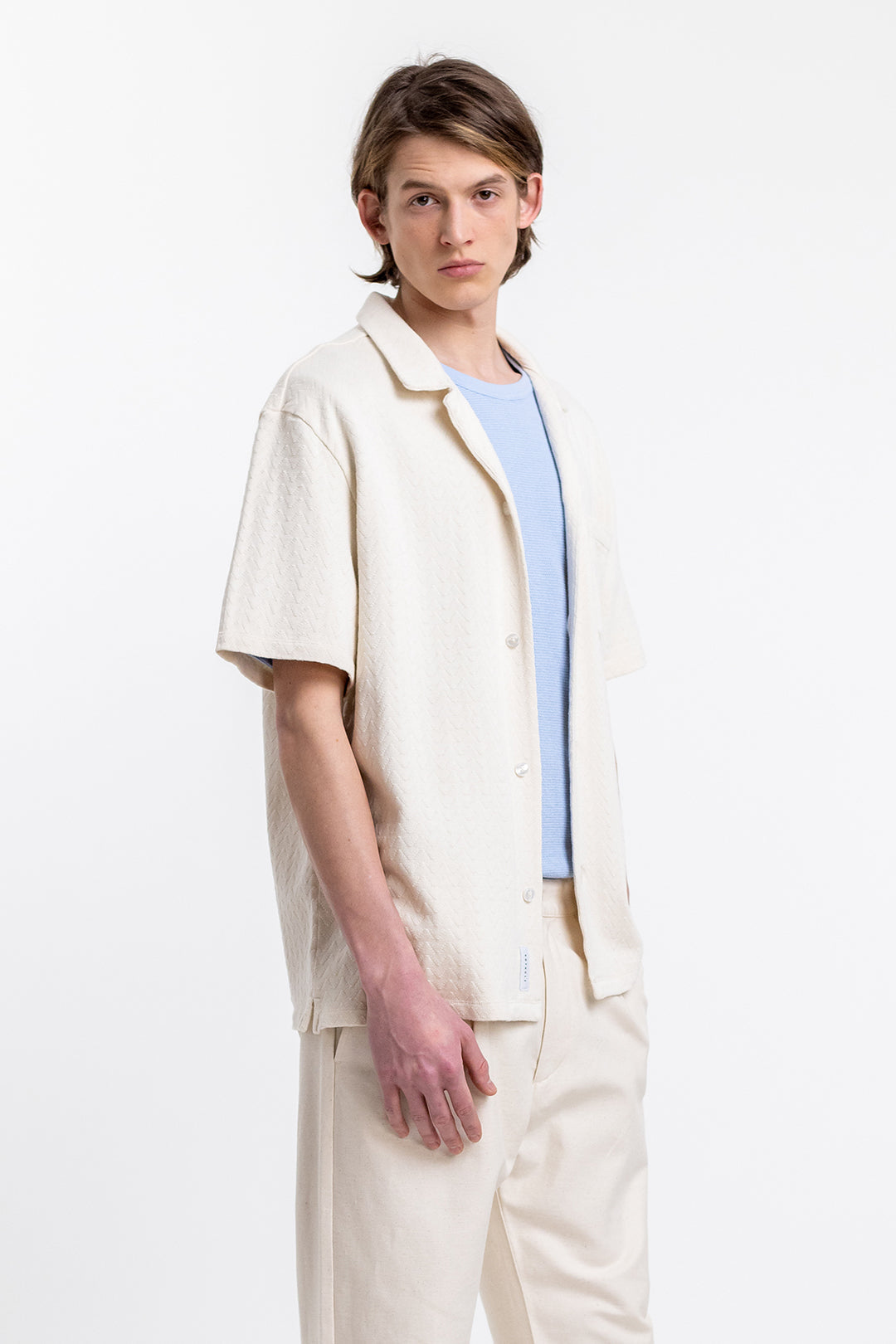 Chemisette écrue en maille de coton bio - knit bowling off-white