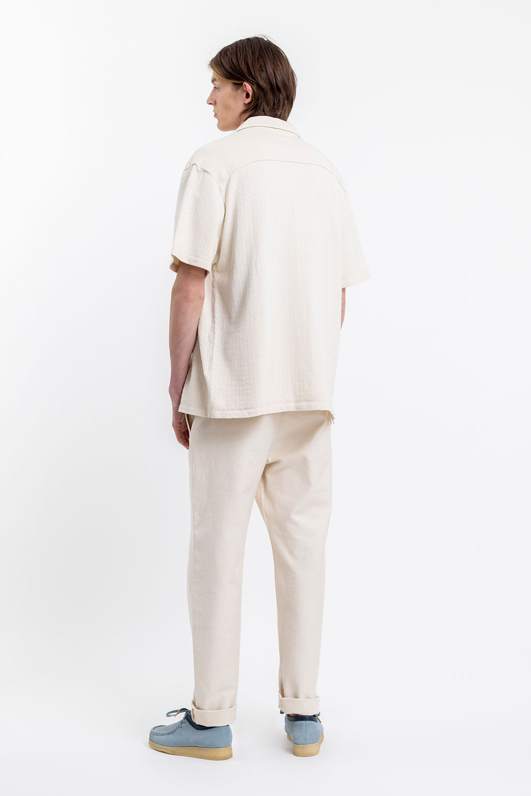 Chemisette écrue en maille de coton bio - knit bowling off-white