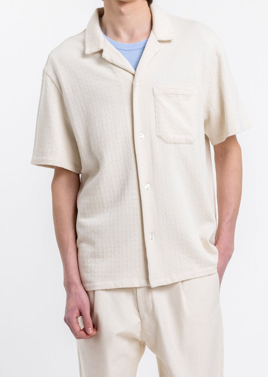 Chemisette écrue en maille de coton bio - knit bowling off-white