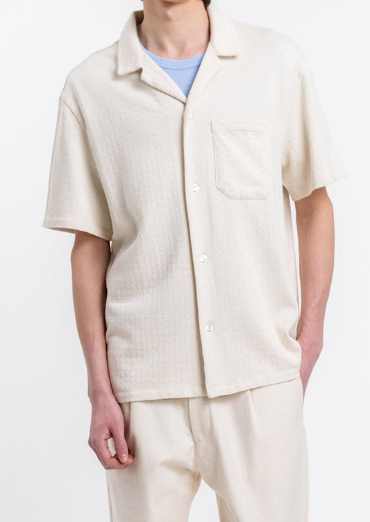 Chemisette écrue en maille de coton bio - knit bowling off-white