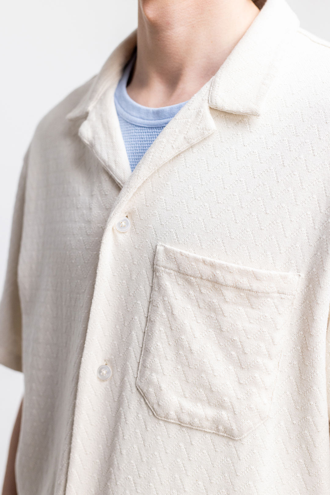 Chemisette écrue en maille de coton bio - knit bowling off-white