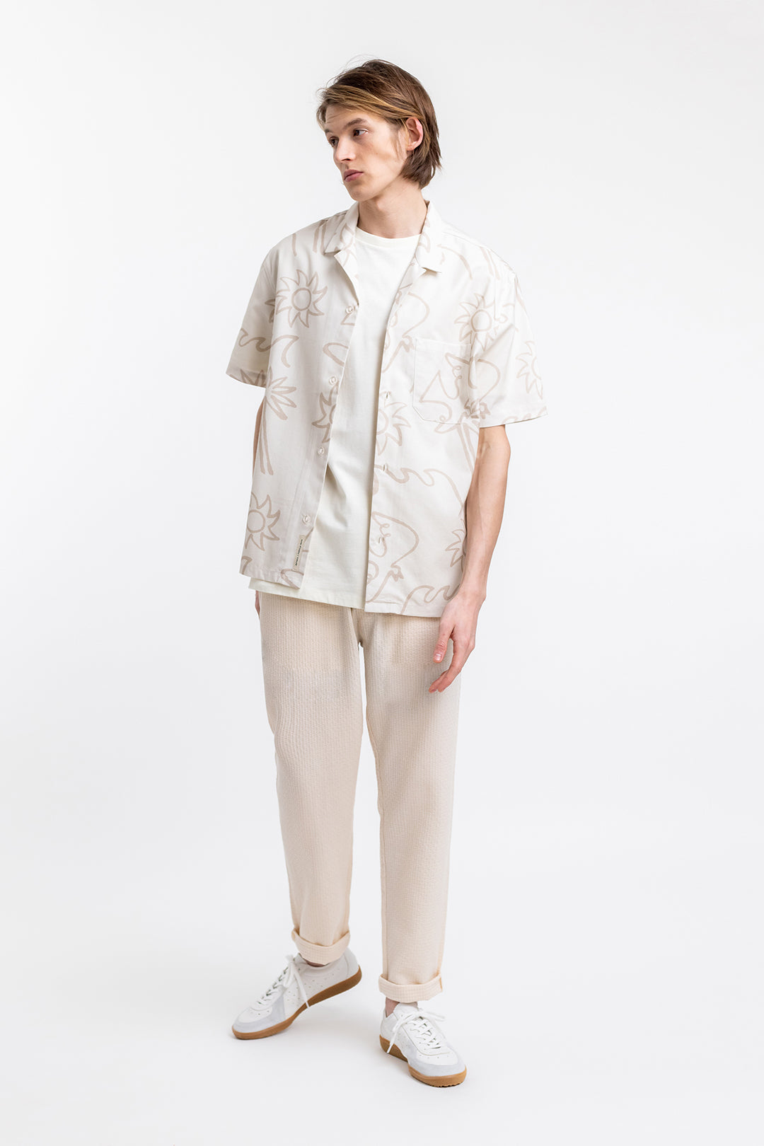 Chemisette écrue à motifs en coton bio - beachside bowling off-white
