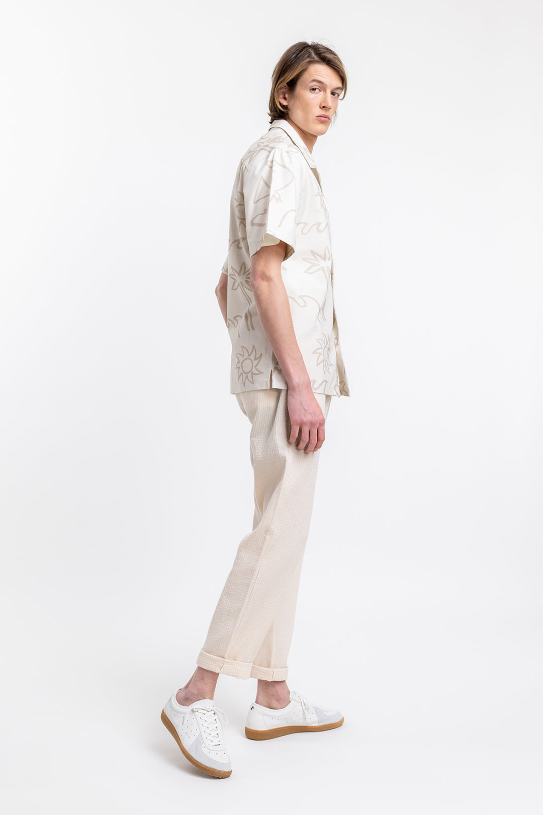Chemisette écrue à motifs en coton bio - beachside bowling off-white