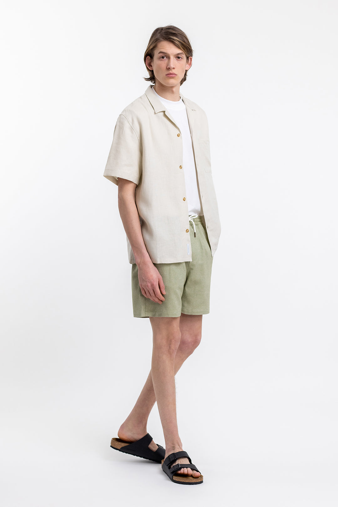 Short vert en sergé de coton bio - everyday short green check