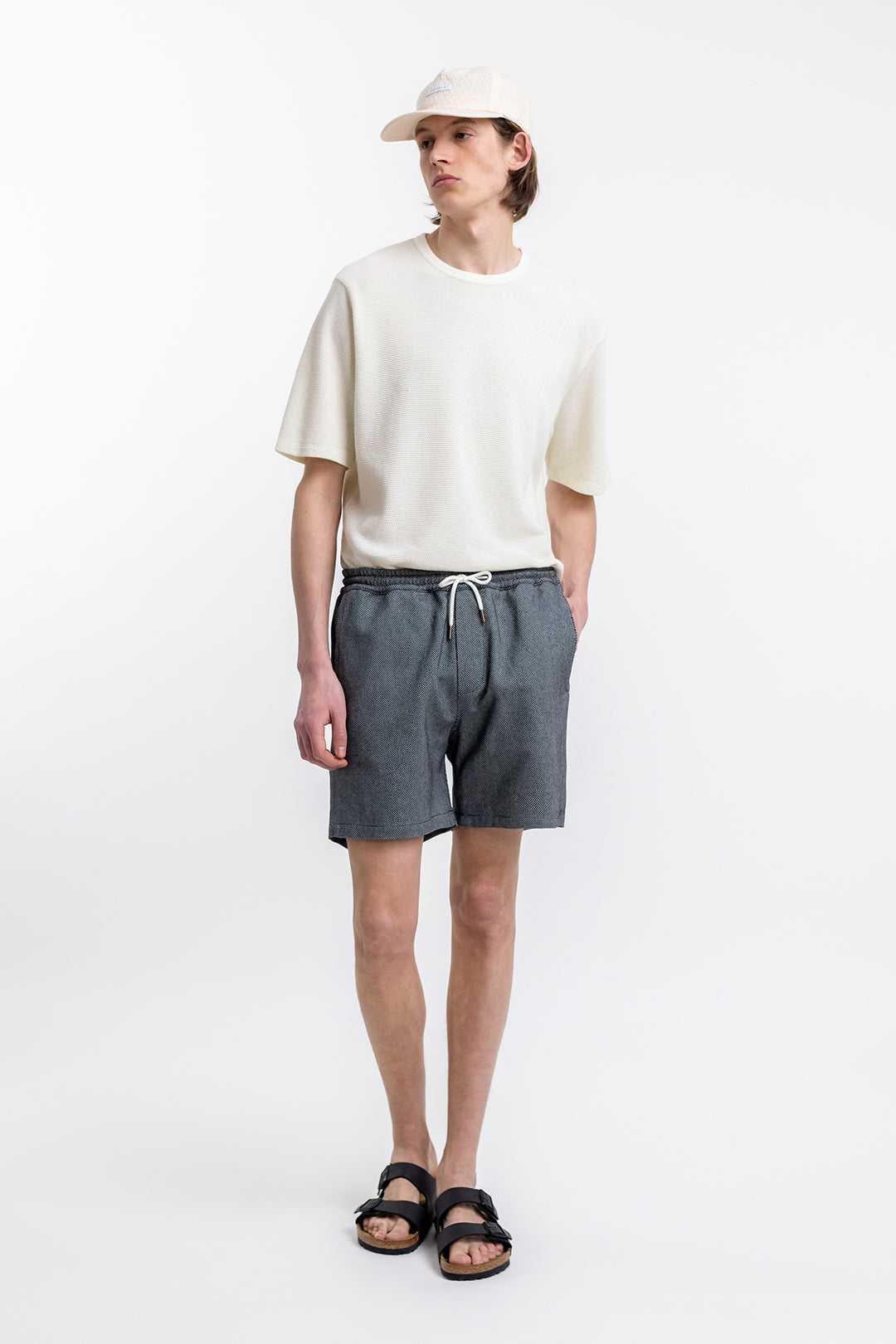 Short noir en sergé de coton bio - everyday short black check