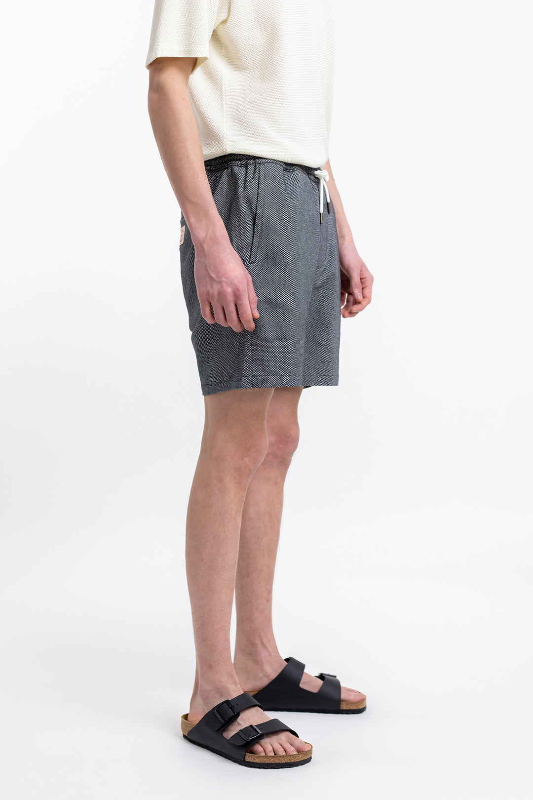 Short noir en sergé de coton bio - everyday short black check